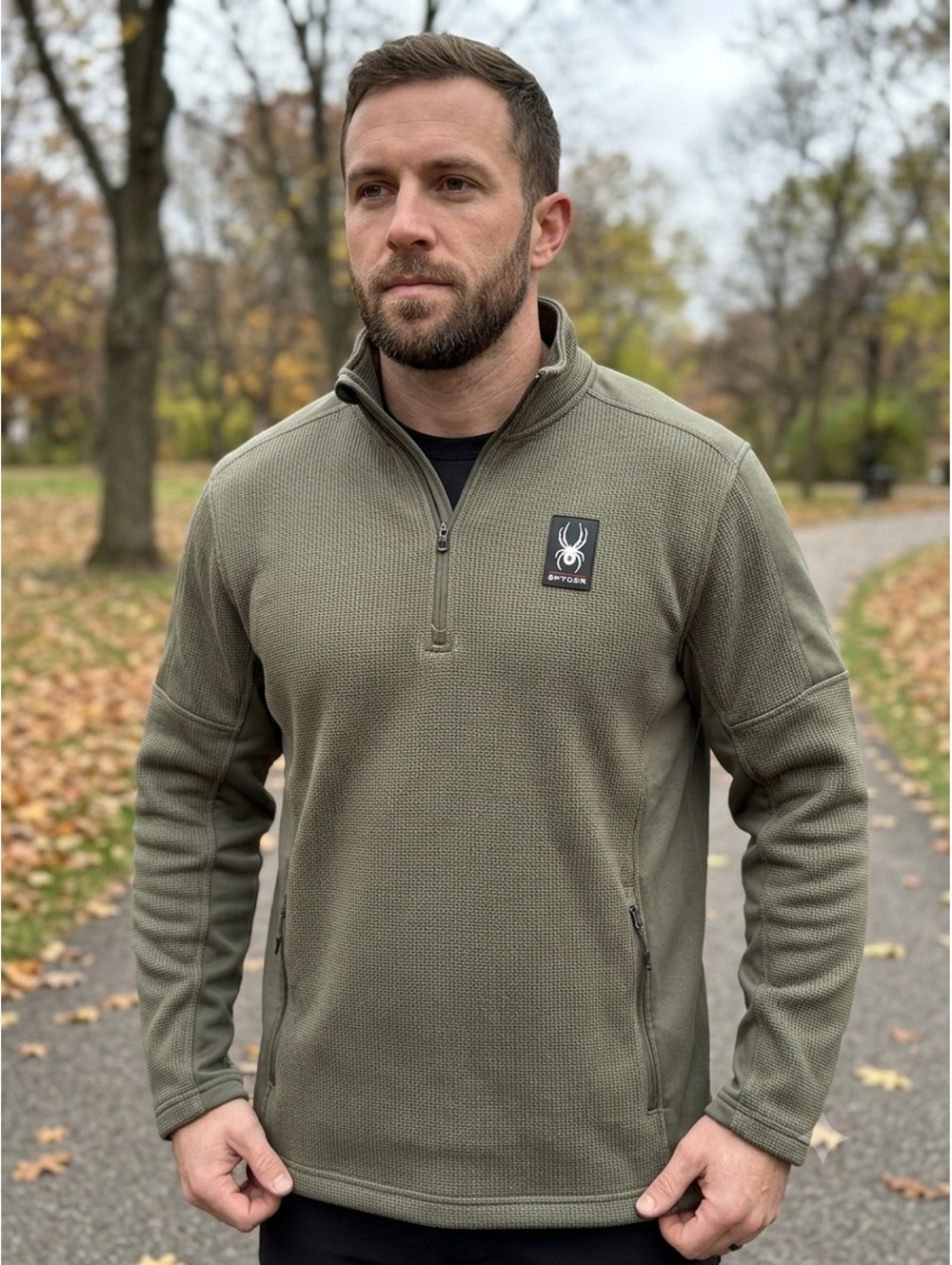 Spyder Men's Olive Green Quarter Zip Pullover Sweater XL